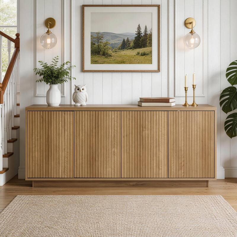 Modern Buffet Cabinet Sideboard with 4-Doors - Elmwood