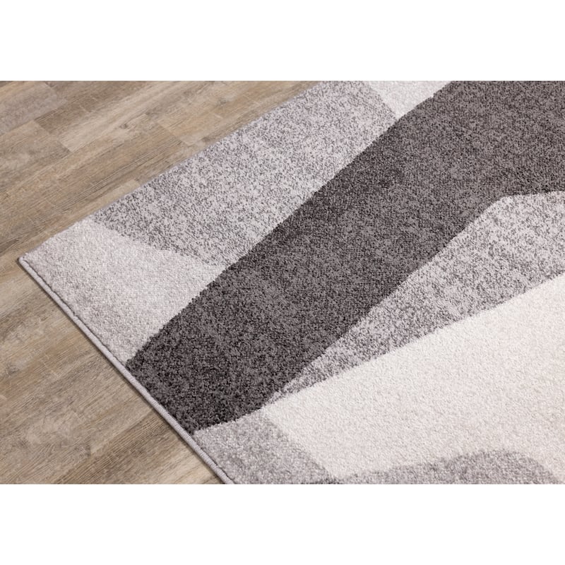 Flynn Collection - Grey/White Geometric Shapes Rug