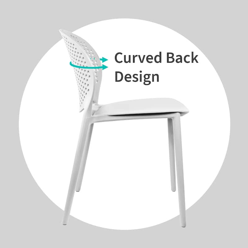 Modern Plastic Garden Patio Indoor or Outdoor Dining Stackable Chair UV Protected Armless With Dot Back Surf