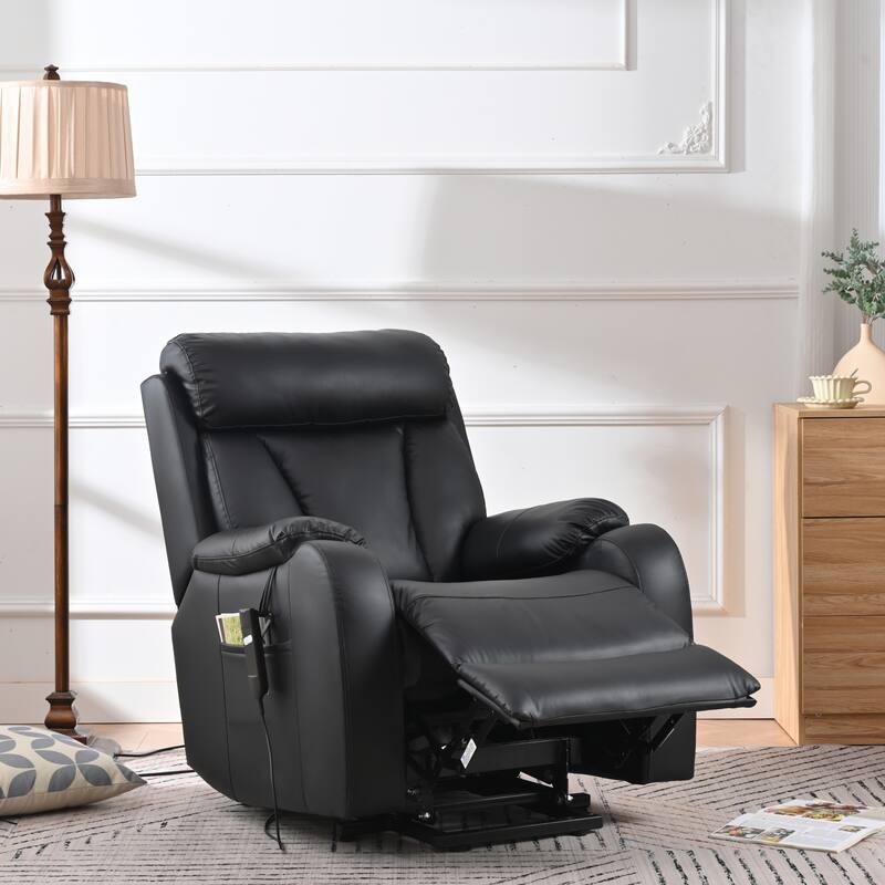 Blue Power Lift Recliner for Elderly with Remote & Side Pocket