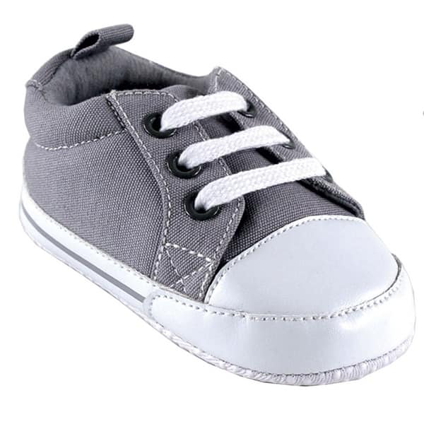 slide 1 of 1, Luvable Friends Baby Unisex Crib Shoes, Gray Canvas 0-6 Months - Gray Canvas