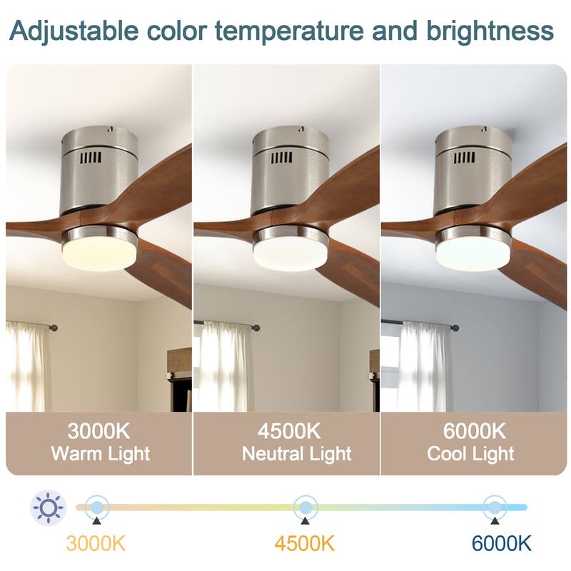 52" Ceiling Fan with Light and Remote Control, 6-speed Reversible DC Motor