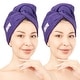 preview thumbnail 71 of 86, American Soft Linen 100% Cotton Hair Drying Towels for Women, Cotton Hair Turban Turkish Towel Wrap, Head Towel Cap for Hairs Purple