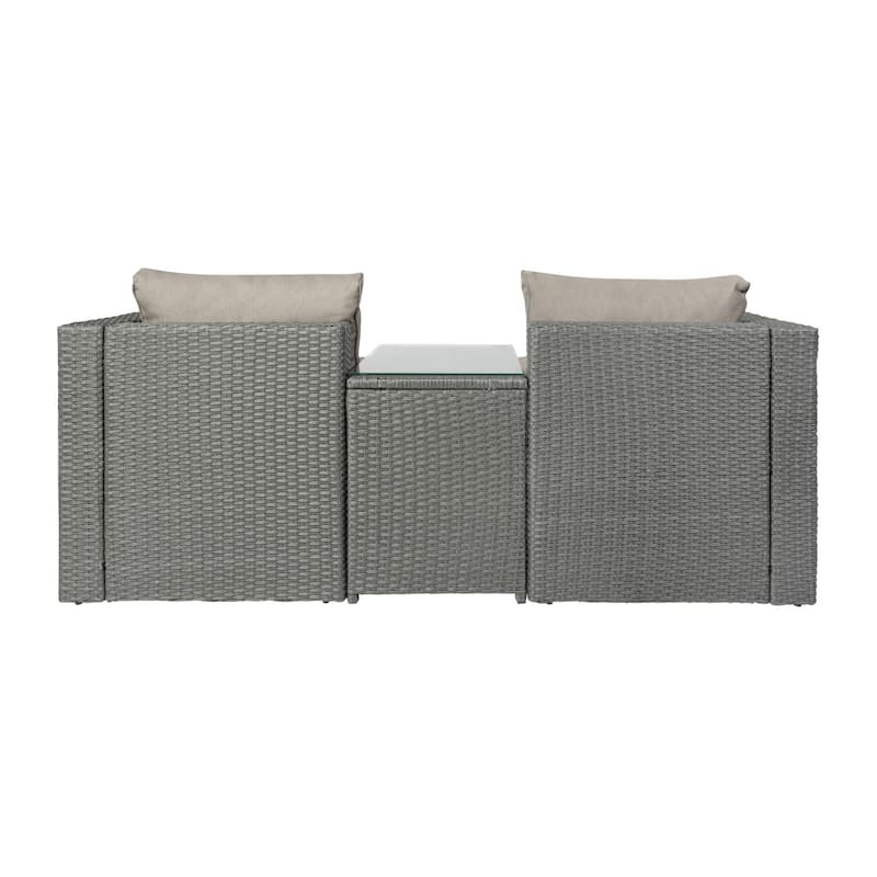 Indoor/Outdoor Modular Loveseat Sofa Set with Table and Ottomans - 24.75"D x 25"W x 30.25"H