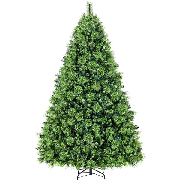 slide 2 of 12, Yaheetech Pre-Lit Christmas Tree Hinged Realistic Tree, Green 7.5 Foot