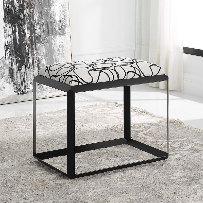 Uttermost Curls Gray Small Bench - 24"W x 20"H x 16"D