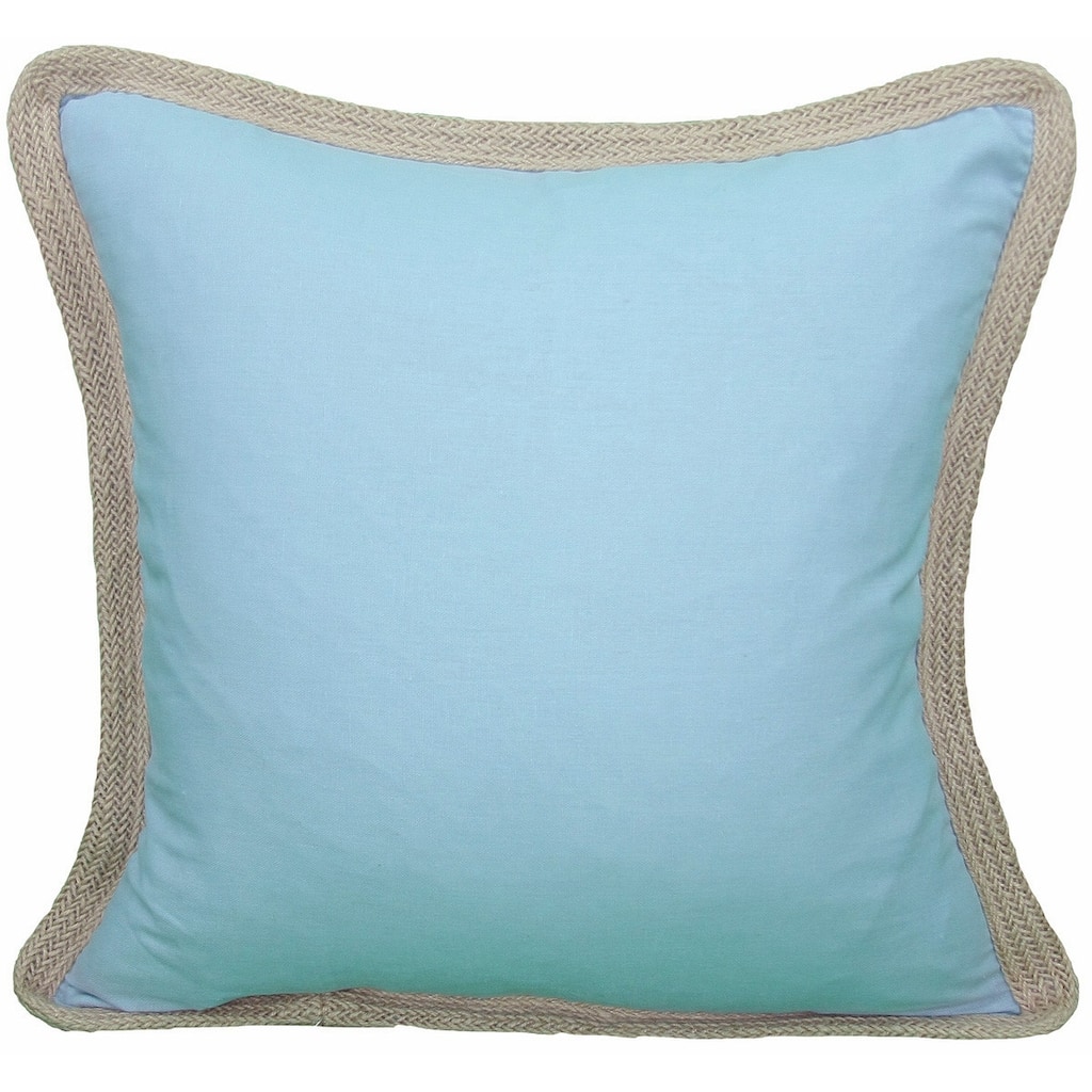 20"x20" Blue and Beige Linen Blend Zippered Pillow