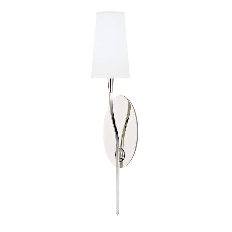 Hudson Valley Lighting Rutland Single Light 26" Tall Wall Sconce - Polished Nickel / White Silk Shades