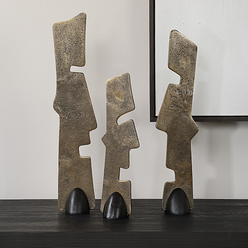 Uttermost 18197 Geometric Echoes 18" Tall Iron Abstract Table Statue -