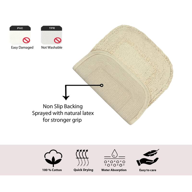 Radiant Collection Absorbent Cotton 2 Piece Set Machine Washable Bath Rug