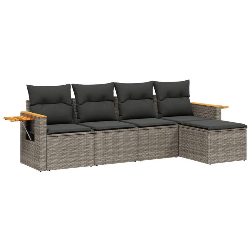 vidaXL Patio Sofa Set with Cushions Outdoor Conversation Furniture Poly Rattan