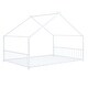 preview thumbnail 3 of 9, White Full Size Metal House Bed with Roof, Fence and Back for Kids, Boys and Girls, Bedroom