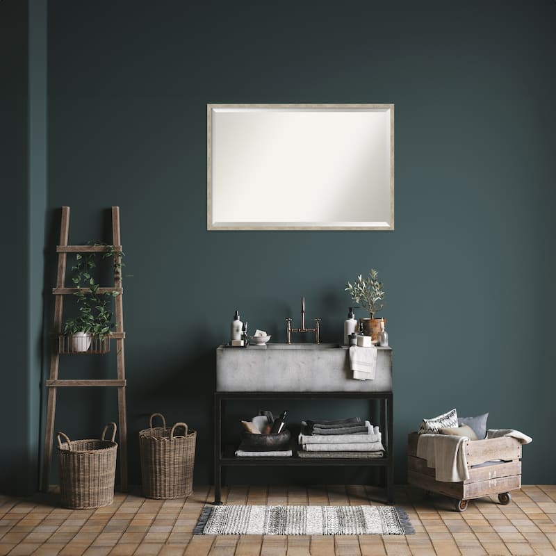 Imprint Beveled Wood Framed Bathroom Vanity Wall Mirror