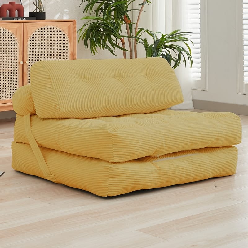 Mixoy W32''/W50'' Corded Velvet Fabric Folding Floor Lazy Futon Sofa Bed