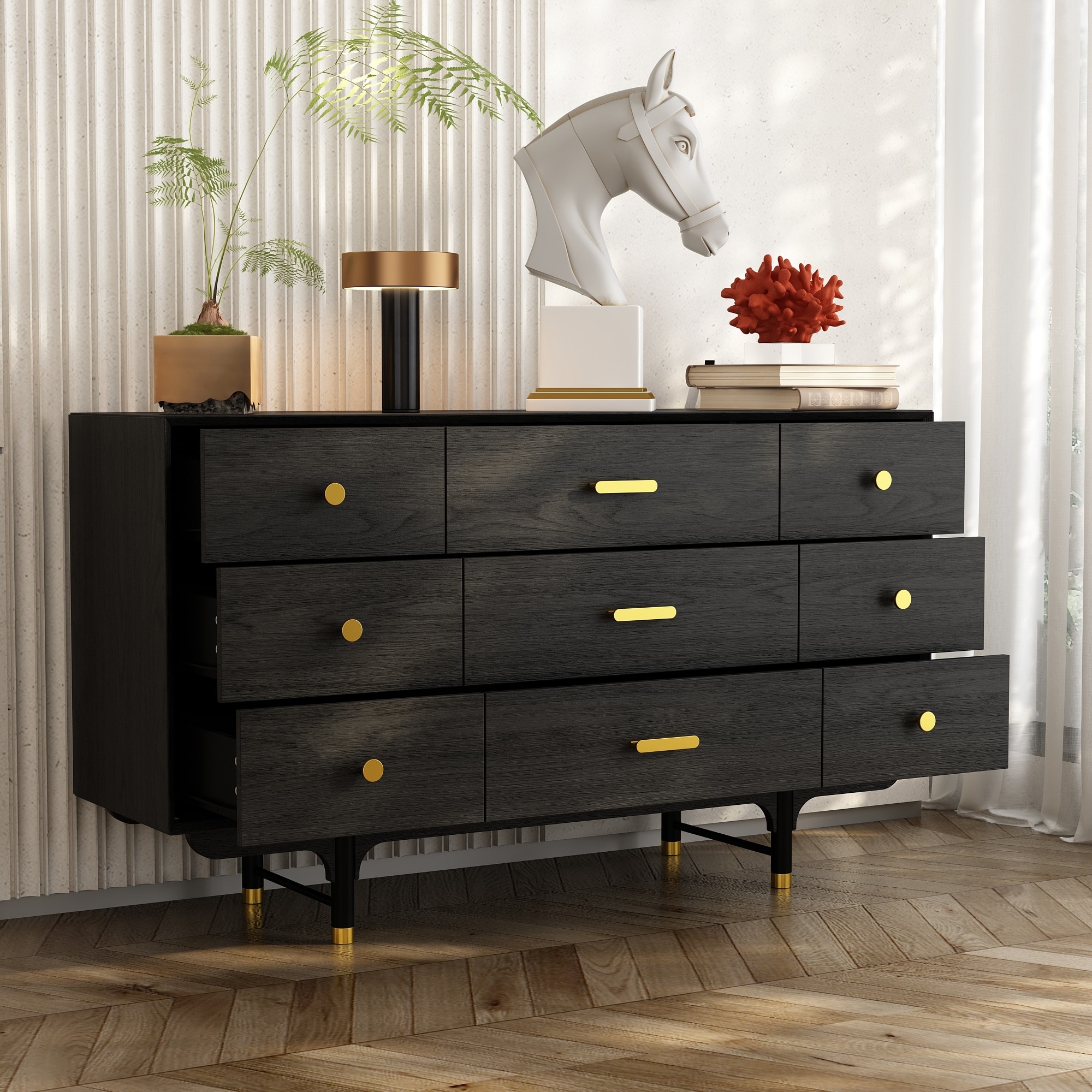 blue dress for baby girl CARPETNAL Black Dresser for Bedroom, 9 Drawer Dresser with Wide Drawer –  WoodArtSupply