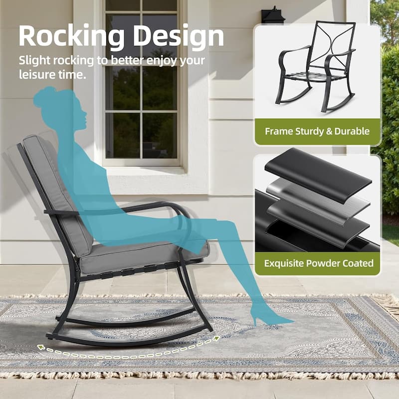 Solaura 3-piece Outdoor Patio Rocking Chairs Conversation Bistro Set