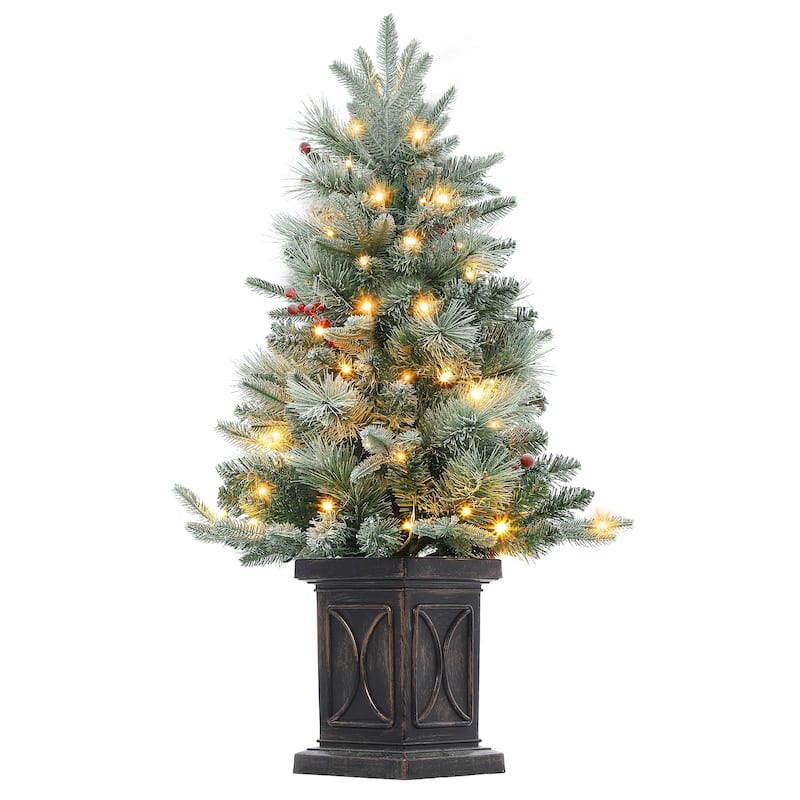 3ft Pre-Lit Artificial Christmas Tree with Vintage Potted Base