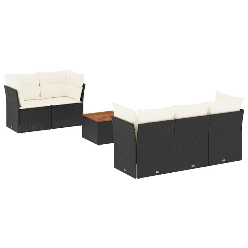 vidaXL Patio Sofa Set with Cushions Outdoor Furniture 6 Piece Poly Rattan - 21.7 x 21.7 x 14.6