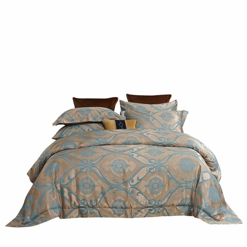 Duvet Cover with Radiant Jacquard Top 6 Pieces Set and 100% Cotton Inside