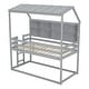 preview thumbnail 18 of 21, Twin over Twin Size Wood Low Bunk Bed with Roof