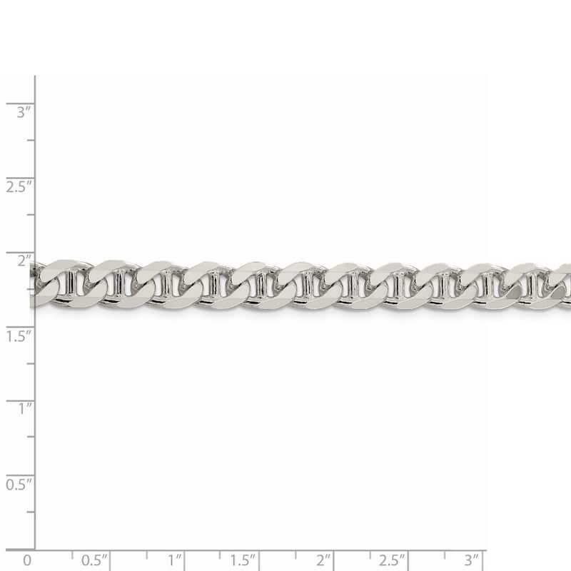 Curata 925 Sterling Silver 8.25mm Flat Mariner Anchor Chain Necklace For Men