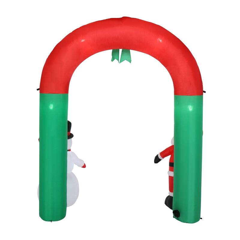 Tall Christmas Arch with Snowman and Santa Inflatables Outdoor Decoration with LED Lights