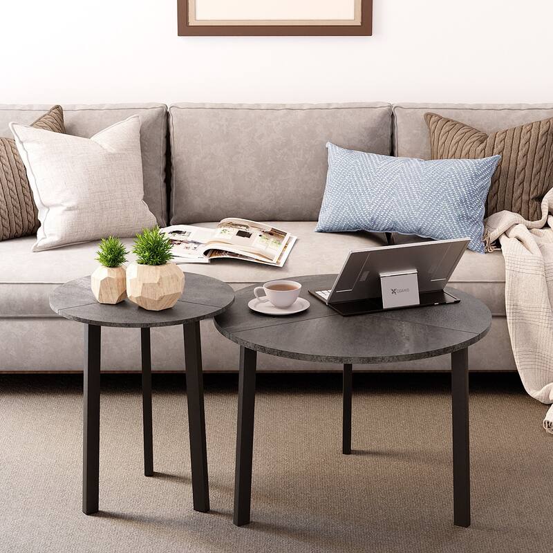 SUNBURY Nesting Round Coffee Table Set of 2