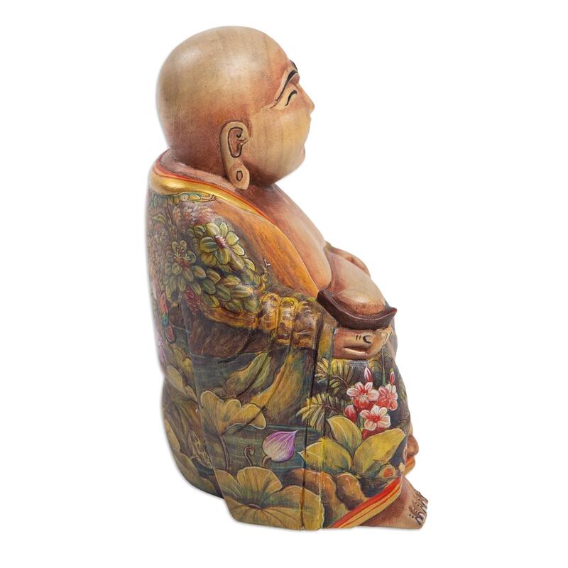 Novica Handmade Buddha Of Nature Wood Sculpture