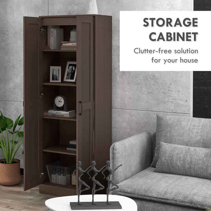Kitchen Sideboard Storage Cabinet With Double Doors, Drawer, And Adjustable Shelf