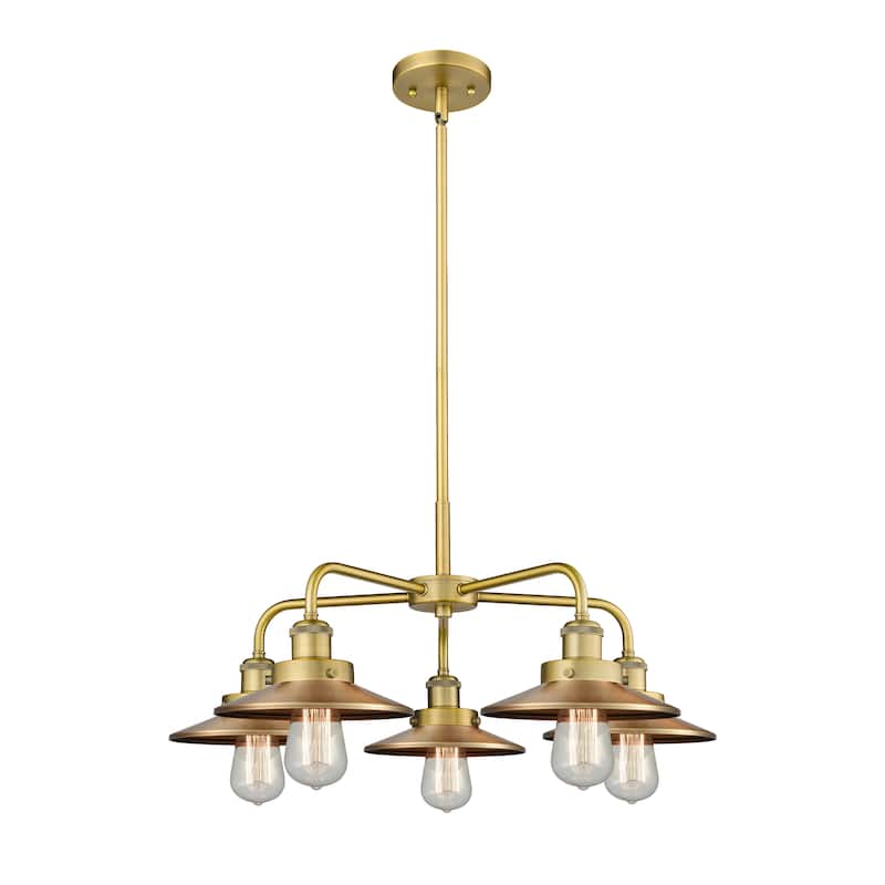 Innovations Lighting Ballston Urban - 5 Light 26" Stem Hung Chandelier - Brushed Brass