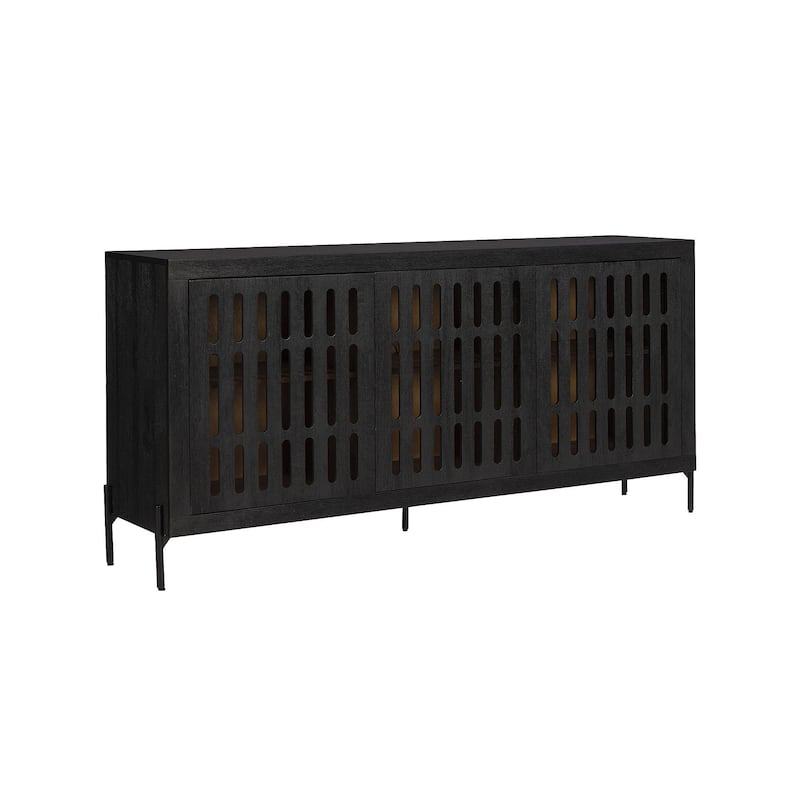 Signature Design by Ashley Vallisburg Black/Natural Accent Cabinet - 64" W x 15.88" D x 32.25" H