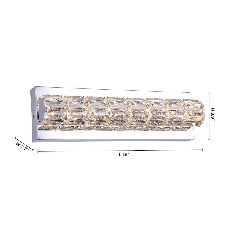 1-Light Chrome Wall Sconce With Clear Crystal Accents