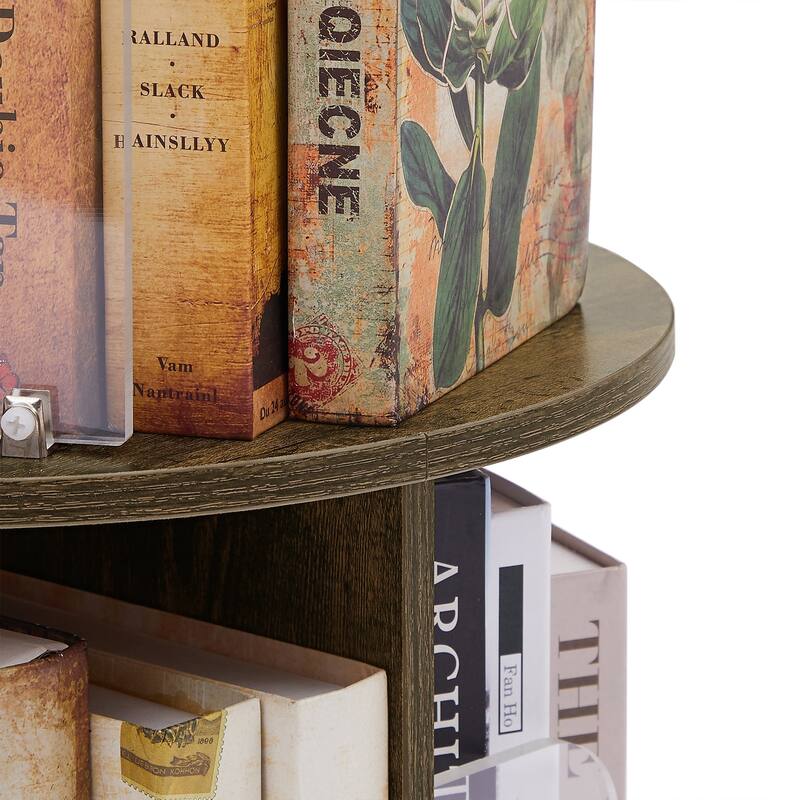 VECELO 5-Tier Rotating Bookcase 7.18" Bookends 50.39" Tall Space-Saving Design for 80-100 Books Bookcase