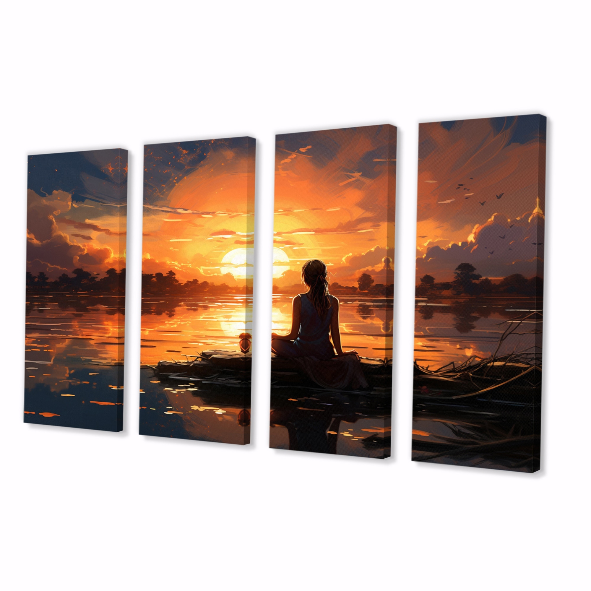 Canvas Print yoga at sunset 