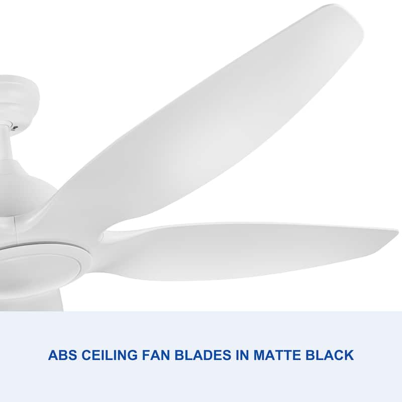60 in. Integrated LED Indoor&Outdoor Matte White Ceiling Fan with Light Kit and Remote