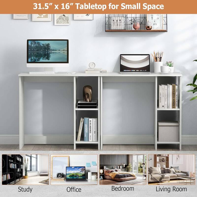 31.5" Home Office Computer Desk Study Writing Desk w/ Shelves
