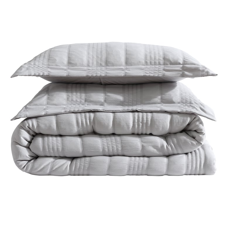 CEDAR COURT Morgan Textured Seersucker Stripe Soft Polyester Seersucker Comforter Set
