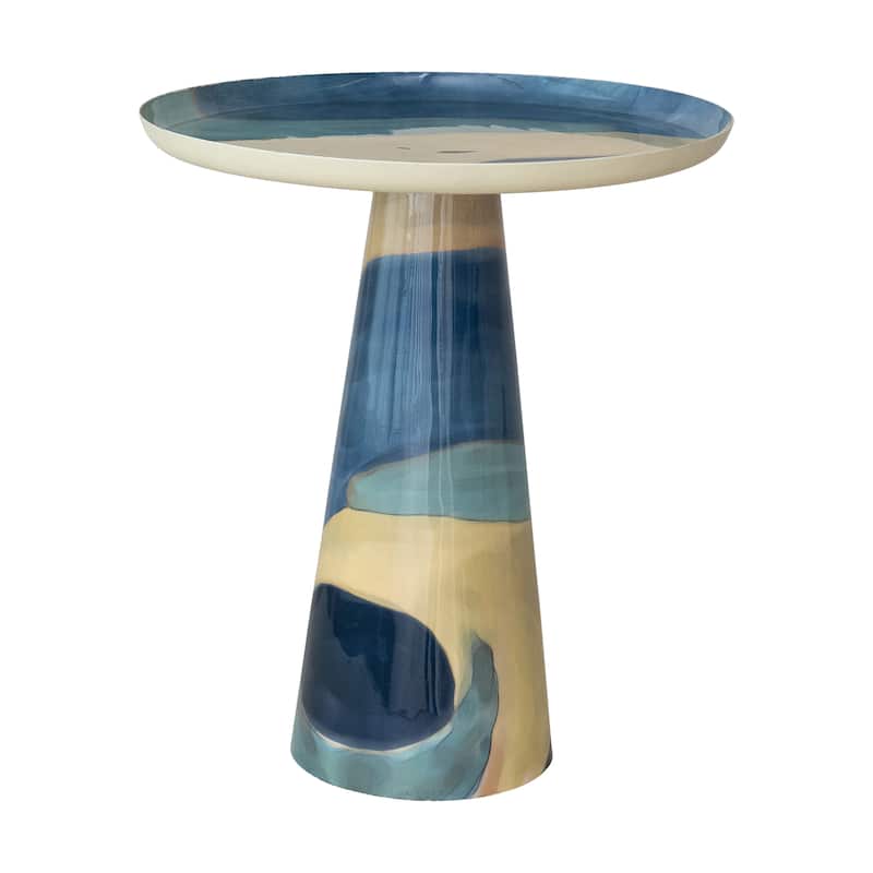 Mosaic Enameled Metal Table - Blue