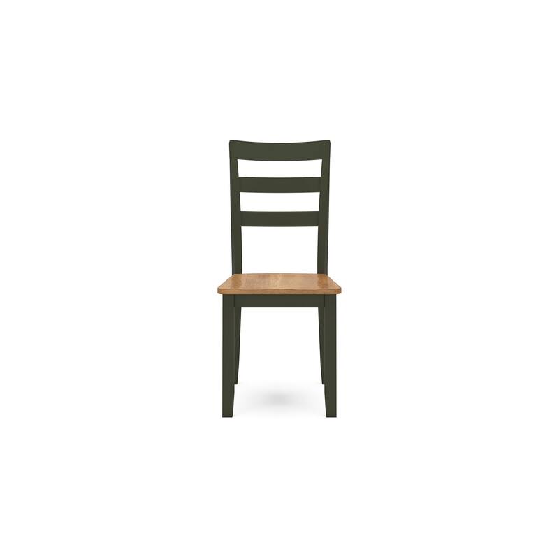 Gasy Dining Side Chair Set of 2, Dark Green Solid Wood, Contoured Seat