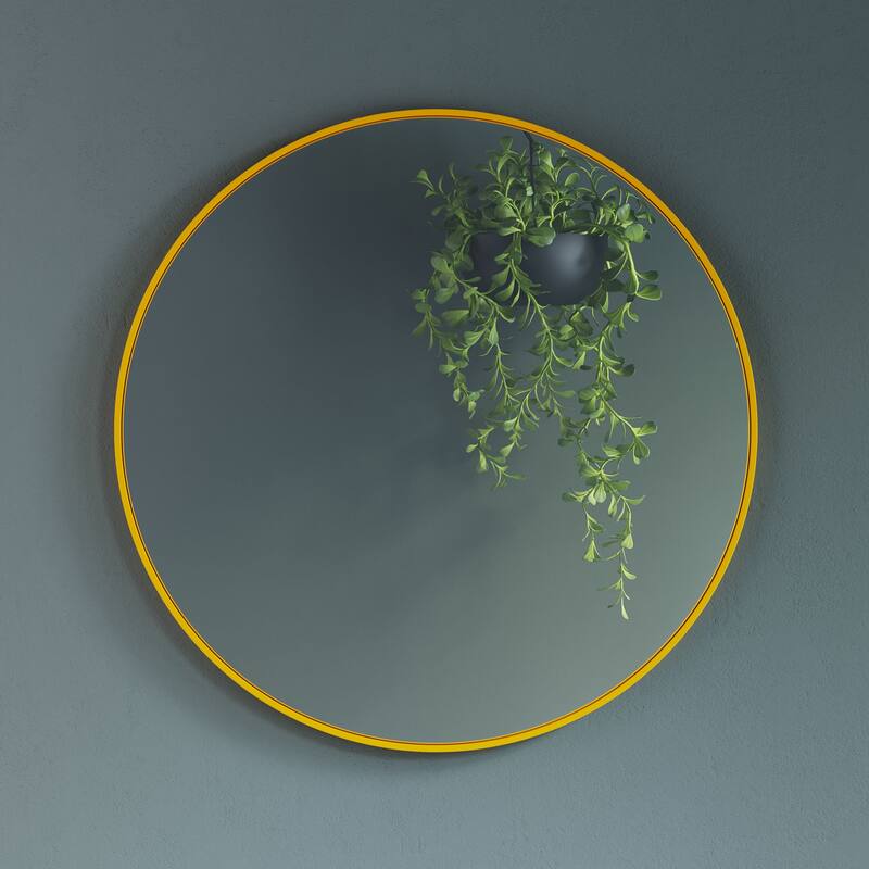 Catton Round Mirror - 24" Diameter - 24" Diameter x 2"D - Gold