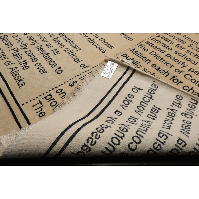 8x10'1'' Hand Knotted 250 KPSI Tibetan Ivory Wool Area Rug - 8' x 10' 1''