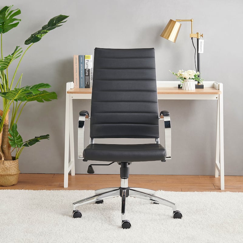 LUXMOD® Office Chair Faux Leather Silver Frame Adjustable and Swivel