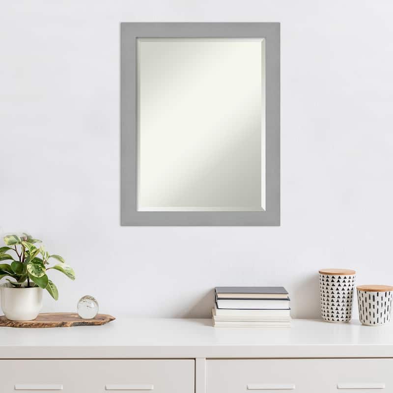 Beveled Wall Mirror - Brushed Nickel Frame