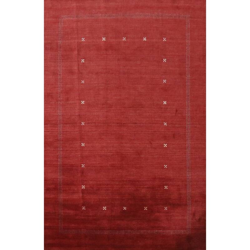 Hand Knotted Oriental 100% Wool Carpet Tribal Tribal Red Gabbeh Area Rug - 9' 9'' X 6' 9''