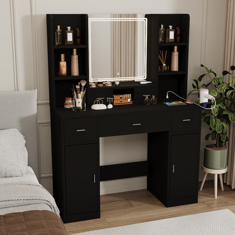 Newly Designed Smart Mirror Dressing Table with Drawers and Storage Cabinet, Dressing Table with Dressing Pad for Bedroom