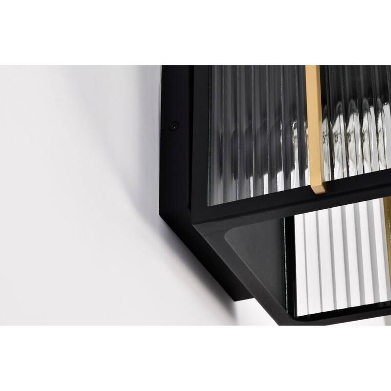 Holden Medium Outdoor Lantern Gold and Black Finish Clear Glass - Black / Gold