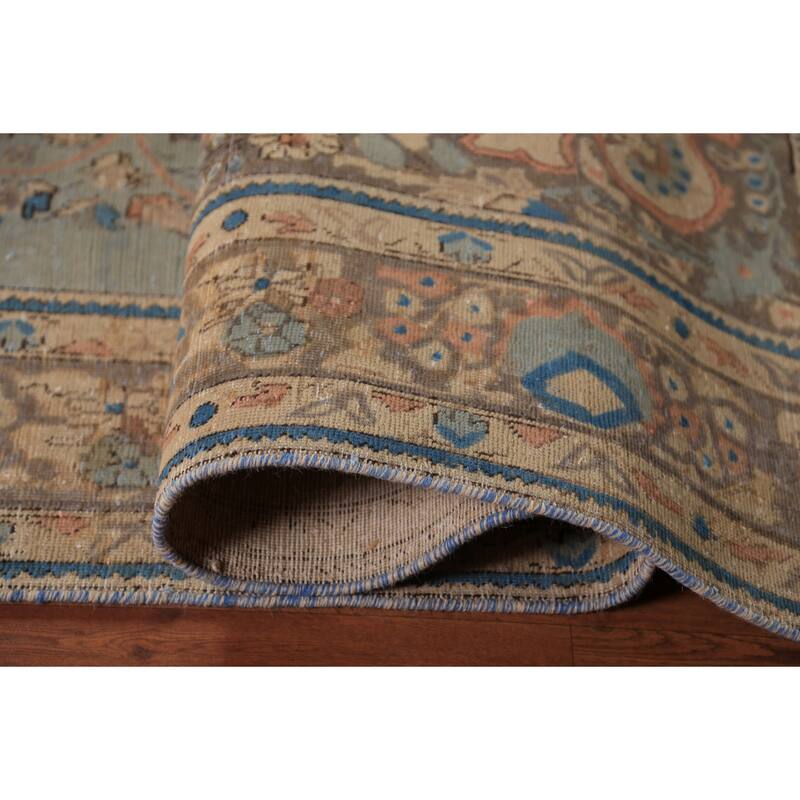Distressed Blue Tabriz Persian Area Rug Hand-Knotted Wool Carpet - 8'1"x 11'0"