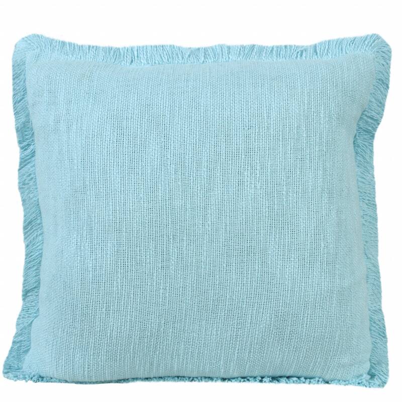 HomeRoots 20" X 20" Bright Blue 100% Cotton Zippered Pillow