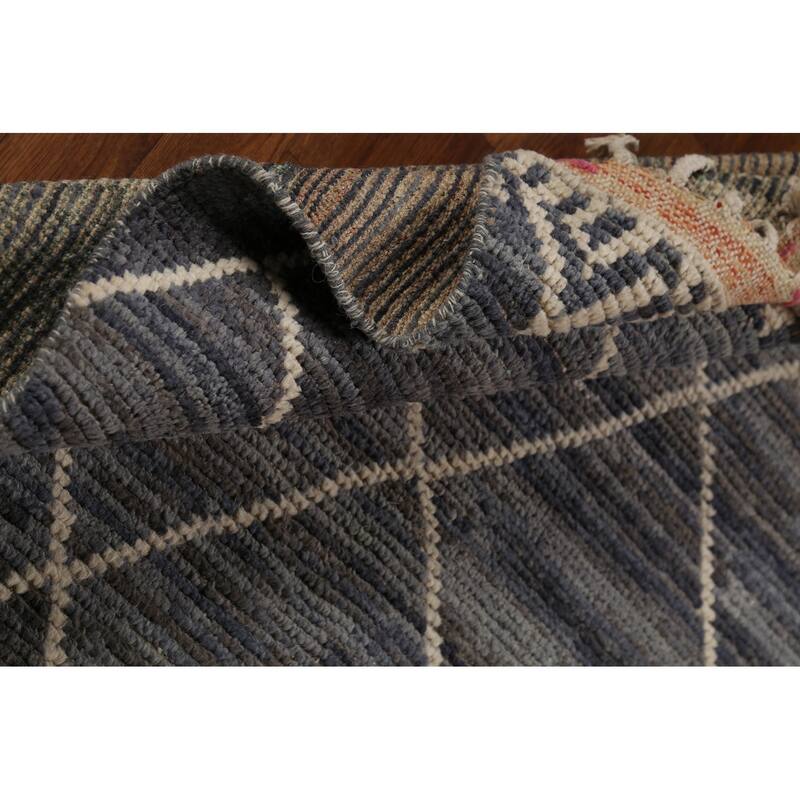 All-Over Trellis Moroccan Area Rug Hand-Knotted Wool Carpet - 6'0"x 9'10"