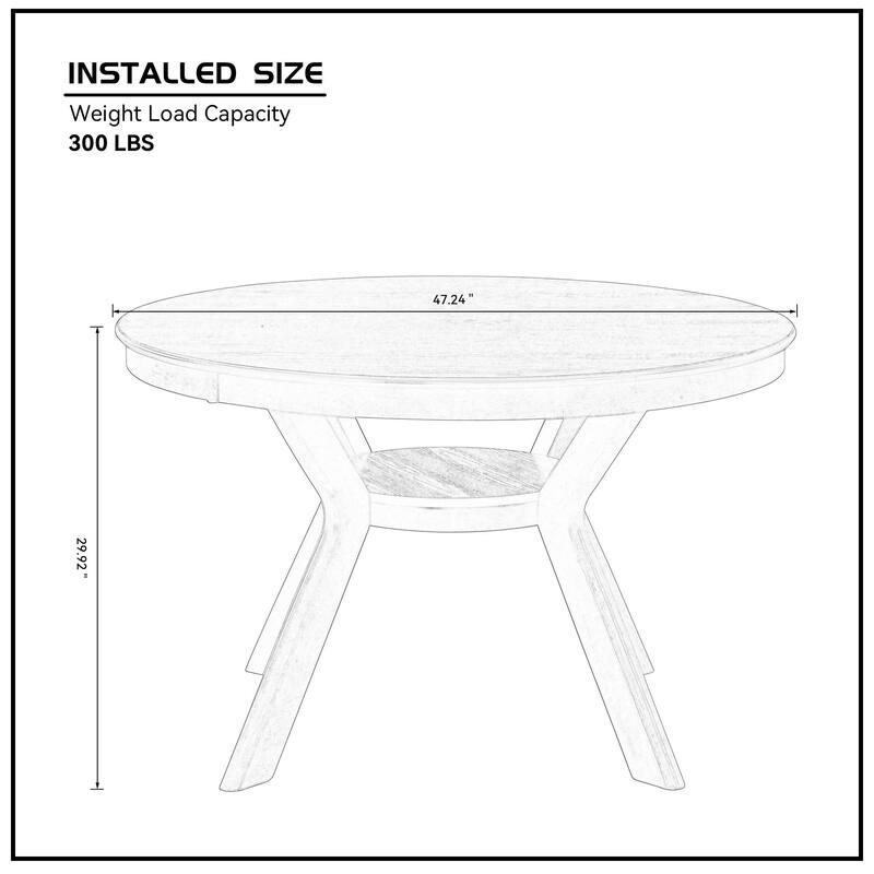 47.24''Round Rubber Wood Dining Table for 4-6 with Wooden Trestle Pedestal Base,Modern Kitchen Wooden Table Dinner Table